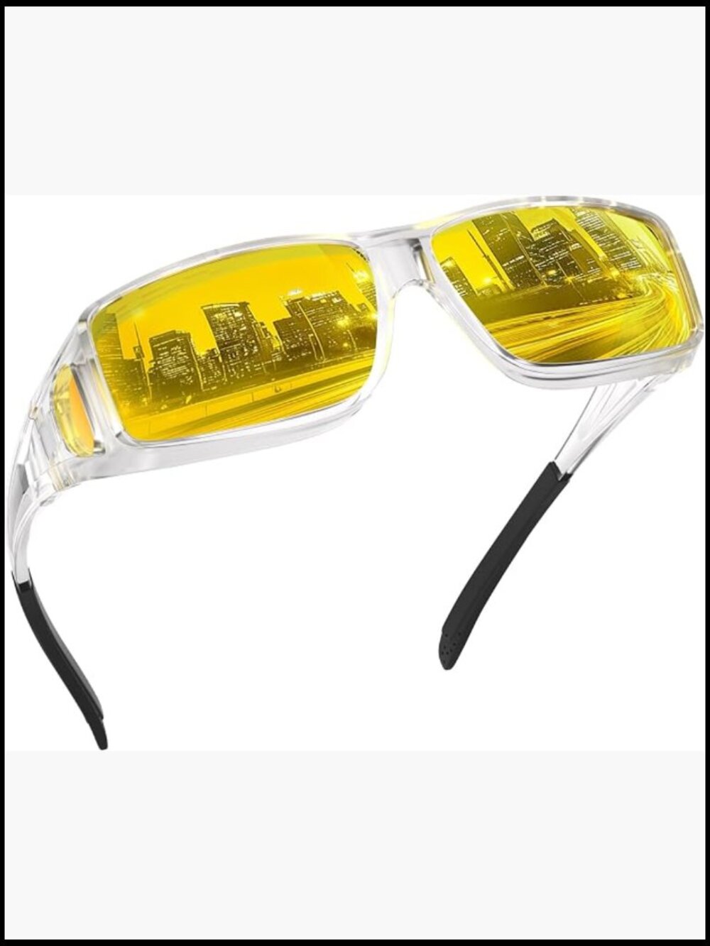 Wrap-Around Night Driving Glasses HD Lens UV Polarized Fit Over Glasses
